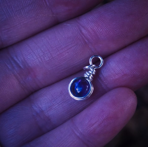 Amethyst Droplet Gemstone Wire Wrapped In Silver Plated Copper Wire - Handcrafted Pendant