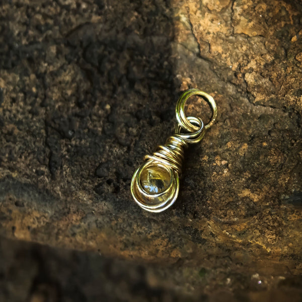 Golden Rutilated Quartz Wire Wrapped In Gold Coloured Copper Wire - Handcrafted Pendant
