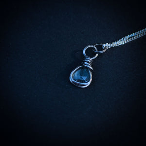 Mint Green Rosecut Tourmaline Wire Wrapped In Coiled, Antiqued and Polished Sterling Silver Wire - Handcrafted Pendant