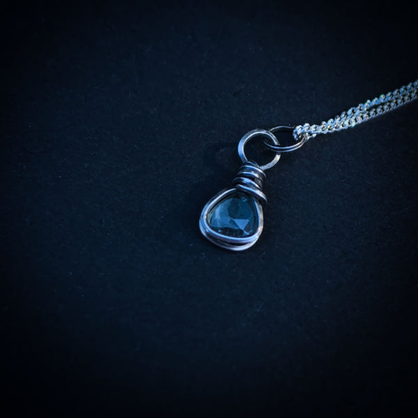 Mint Green Rosecut Tourmaline Wire Wrapped In Coiled, Antiqued and Polished Sterling Silver Wire - Handcrafted Pendant