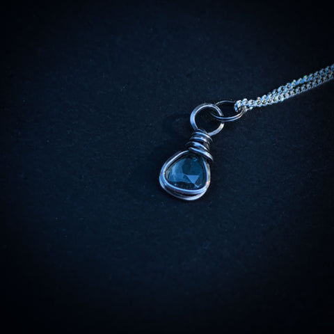 Mint Green Rosecut Tourmaline Wire Wrapped In Coiled, Antiqued and Polished Sterling Silver Wire - Handcrafted Pendant