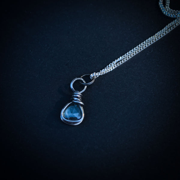 Mint Green Rosecut Tourmaline Wire Wrapped In Coiled, Antiqued and Polished Sterling Silver Wire - Handcrafted Pendant